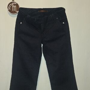 Classic Straight-Leg Women's Pants in Black Pinstripe